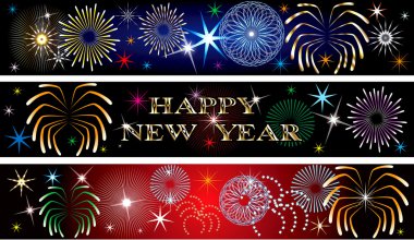 New Year Firework Banners 2 clipart