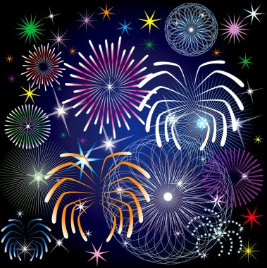 Illustration of colorful fireworks clipart