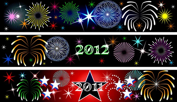 Banners de fuegos artificiales de año nuevo —  Fotos de Stock