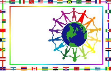 Vector Illustration for cultural event showing diversity and 36 different flags. clipart