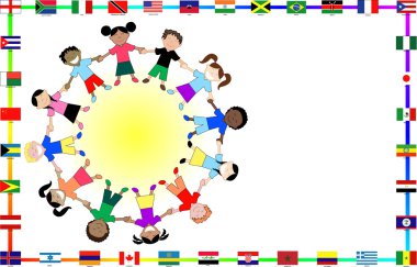 Vector Illustration for cultural event showing diversity and 36 different flags. clipart