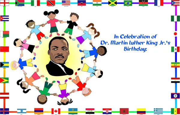 Martin Luther King with kids — Stock Vector