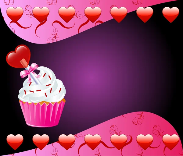 Heart Cupcake — Stock Vector