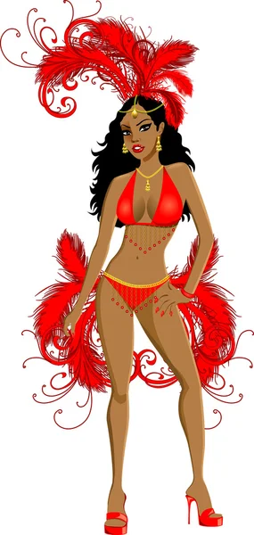Carnaval fille rouge — Image vectorielle