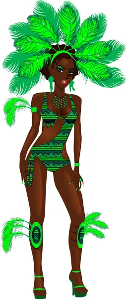 Carnival grön flicka — Stock vektor