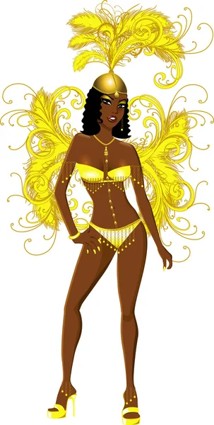 Carnaval geel meisje — Stockvector