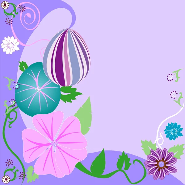 Uovo di Pasqua sfondo floreale — Vettoriale Stock