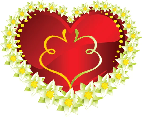 Blommor Runda Rött Hjärta — Stockfoto