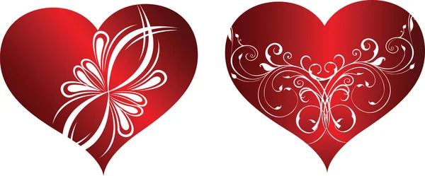 Belos Dois Corações Com Padrão Para Ilustração Dia Dos Namorados — Fotografia de Stock