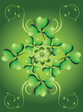 Design for St. Patrick's Day with four and three leaf clovers clipart