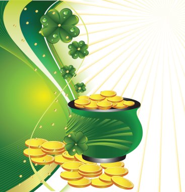 Pot with gold to St. Patrick's Day clipart