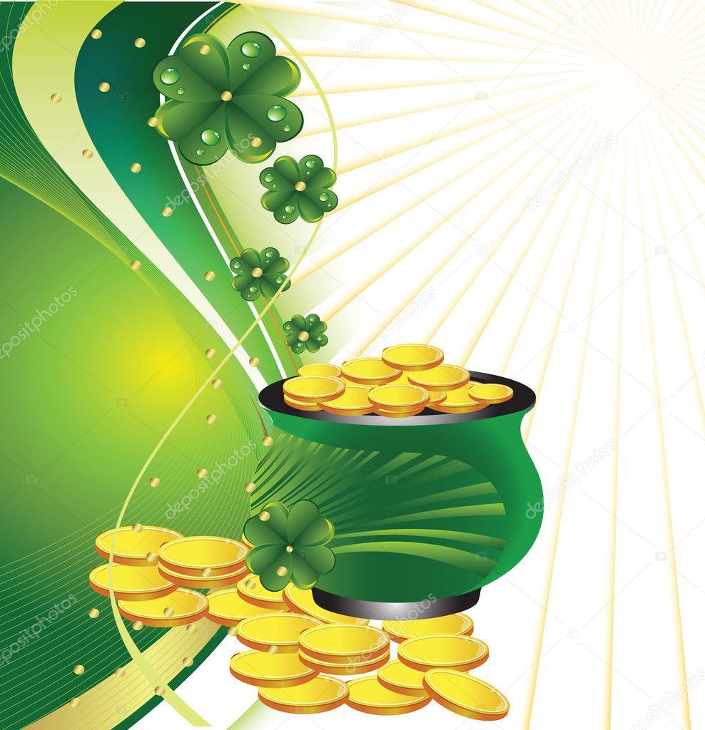 Pot with gold to St. Patrick's Day