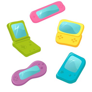 Set of cute vector game consoles clipart