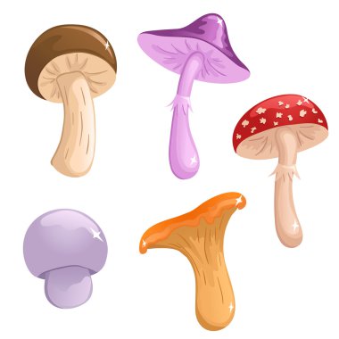 Set of cute vector mushrooms clipart