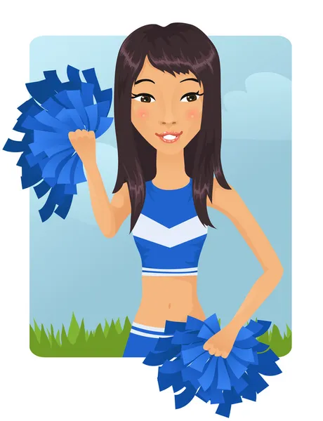 Cute Asian cheerleader girl — Stock Vector