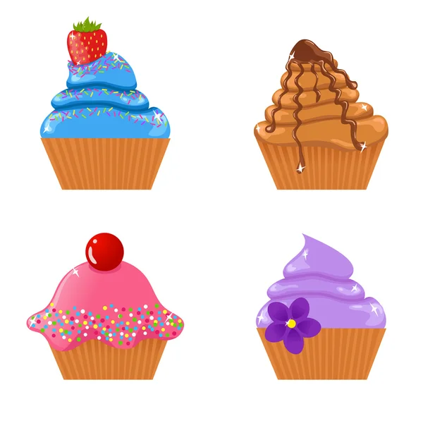 Ensemble de cupcakes mignons — Image vectorielle