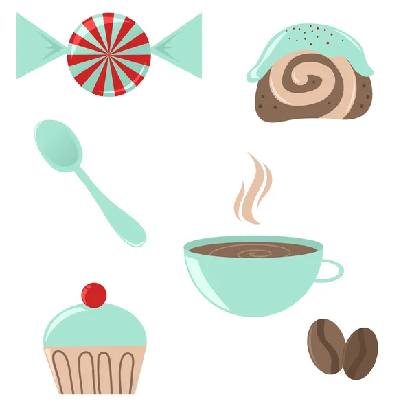Cute icon set of coffee break — Stock Vector