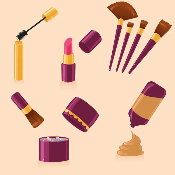 Vector set of different make up — Stock Vector