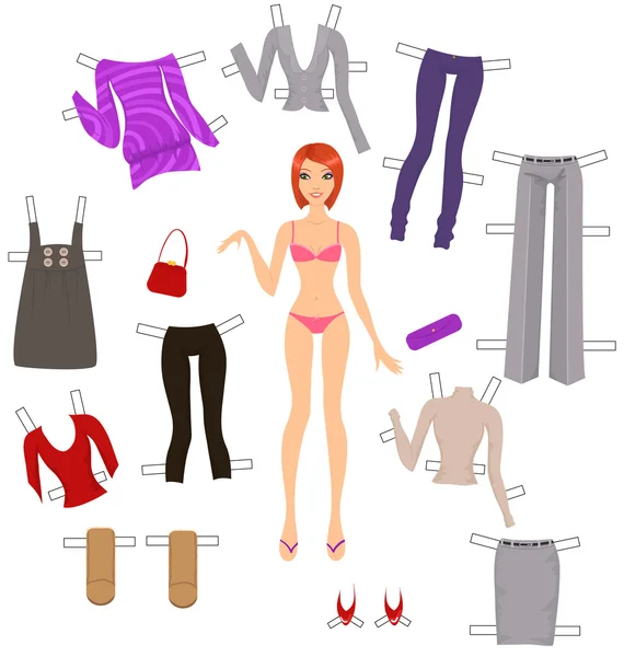 Dress-up paper doll — Stock Vector