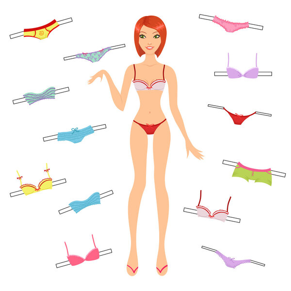 Paper doll with different underwear sets