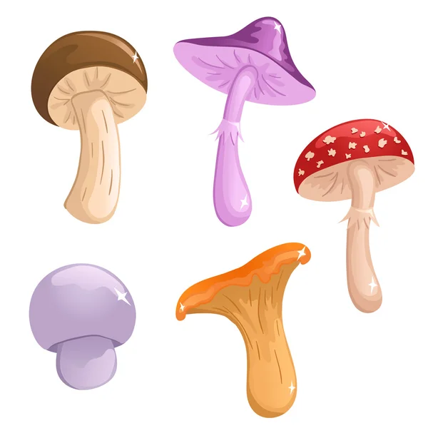 Set of cute vector mushrooms — Stock Vector