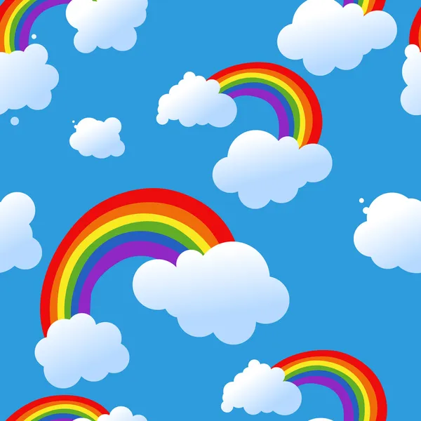 Inconsútil arco iris y nubes de fondo — Vector de stock