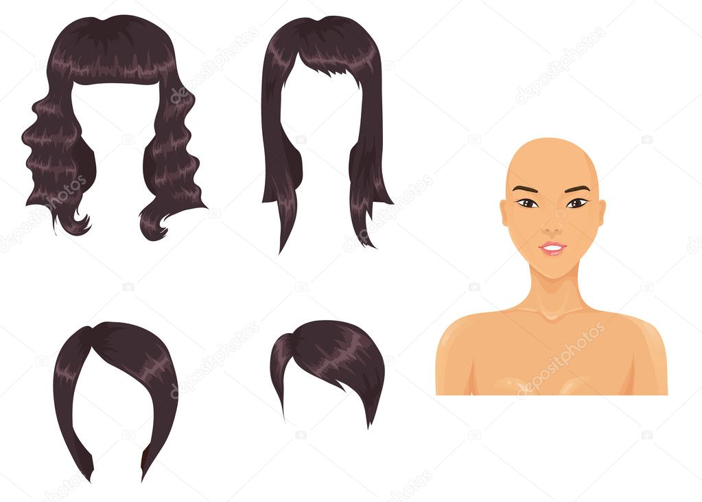 Set of woman haircuts