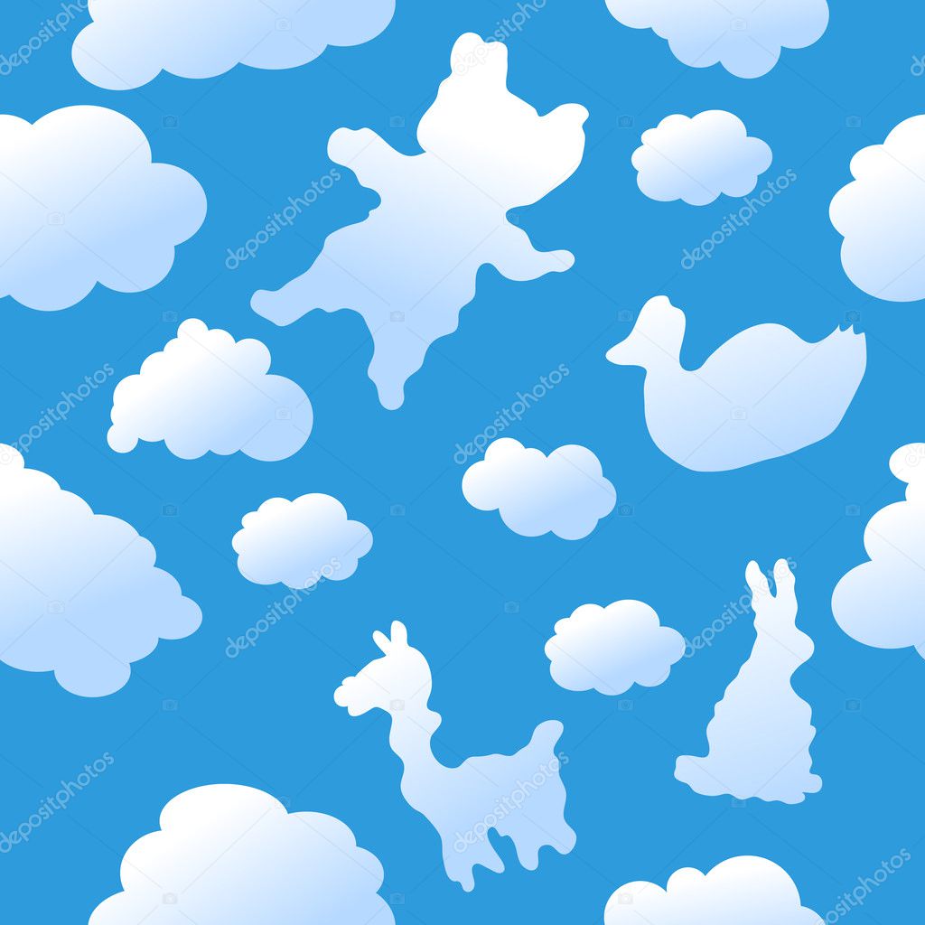 Seamless animal clouds background