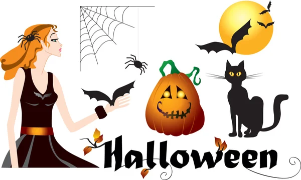 Set van Halloween symbolen — Stockvector