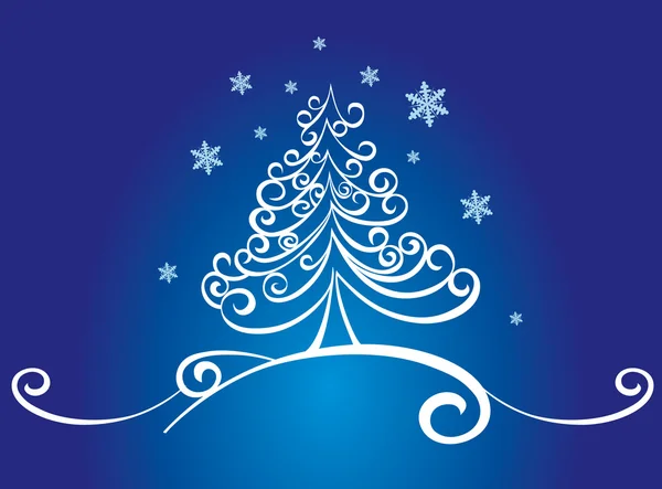 Carte avec arbre de Noël blanc — Image vectorielle