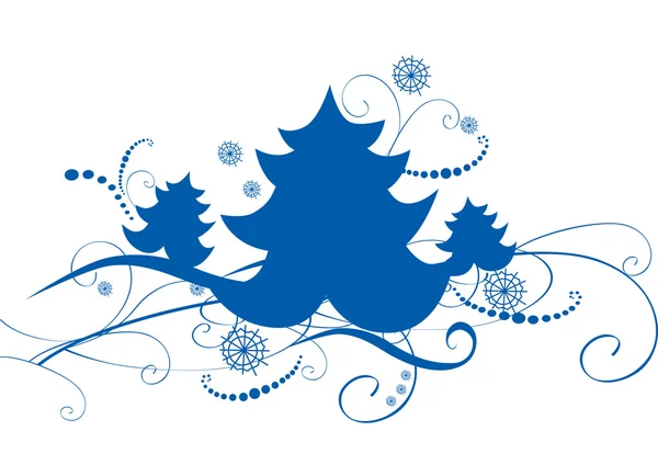 用蓝色圣诞树卡 — 图库矢量图片