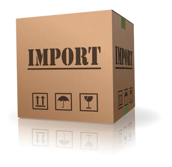 Importação de mercadorias de transporte caixa de papelão — Fotografia de Stock