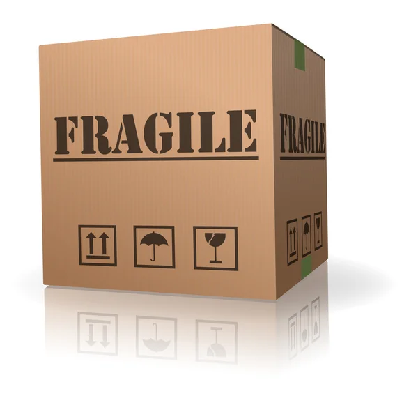 Caixa de papelão frágil pós pacote — Fotografia de Stock