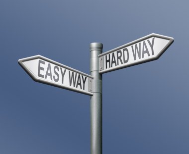 Easy hardway road sign arrow clipart