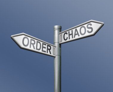 Road sign order chaos clipart