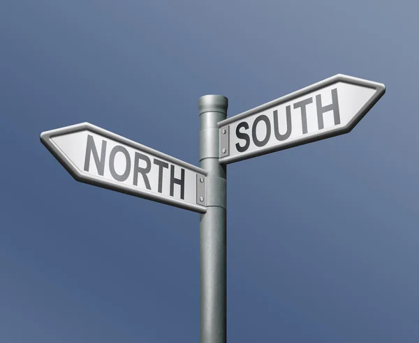 Roadsign north south — Stock Photo, Image