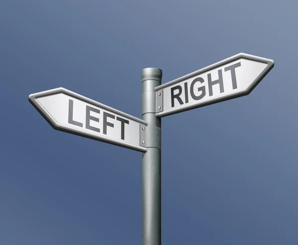 Droga znak po lewej stronie prawo równe wyboru — Zdjęcie stockowe