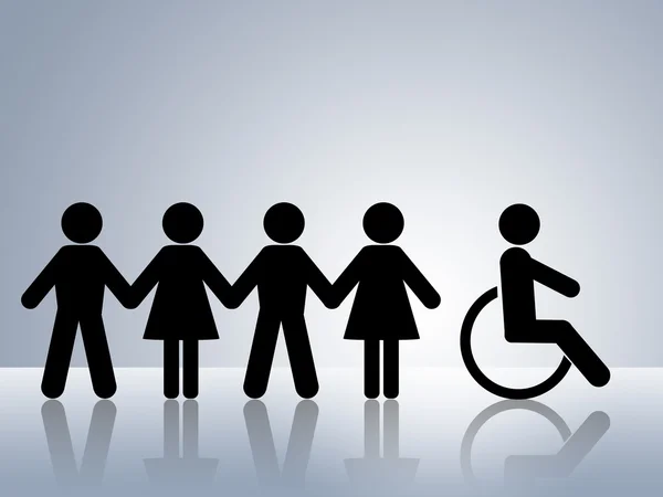 Concetto Parità Diritti Opportunità Tutte Donne Disabili Uomo Bianco Nero — Foto Stock