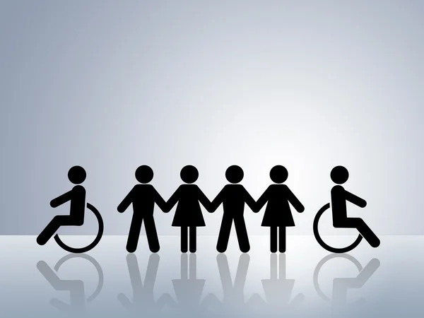 Concetto Parità Diritti Opportunità Tutte Donne Disabili Uomo Bianco Nero — Foto Stock