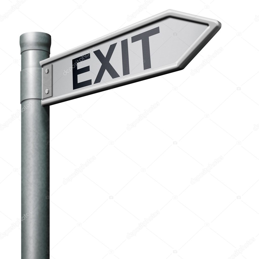 Exit road sign arrow the way out to the finish