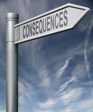Consequences road sign clipping path clipart