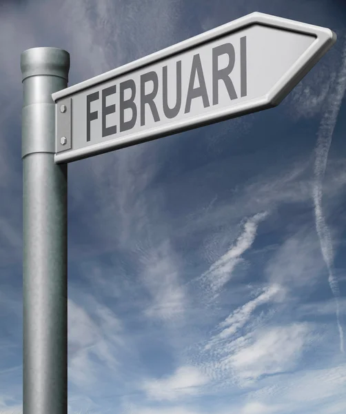 Februari road sign clipping path — Stock Photo, Image