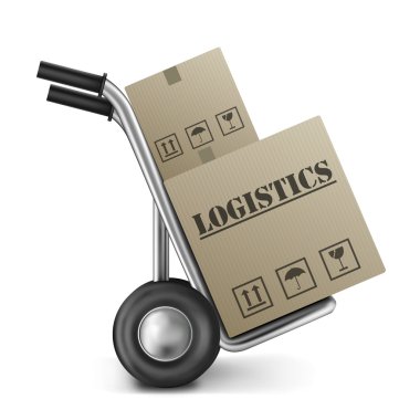 Logistics cardboard box hand truck clipart