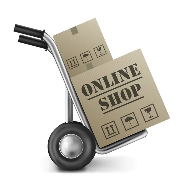 Online shop cardboard box — Stock Photo, Image
