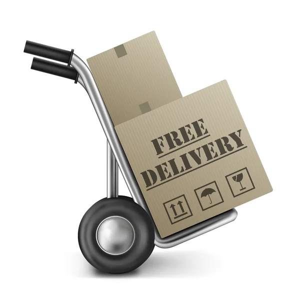 Free delivery cardboard box sack truck — Stock Photo, Image