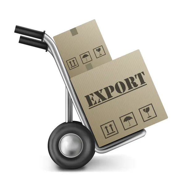 Eksport karton wózek — Zdjęcie stockowe