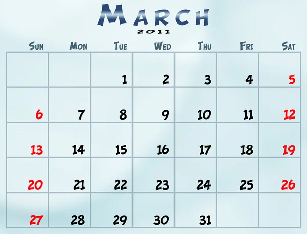 Calendario mensual —  Fotos de Stock