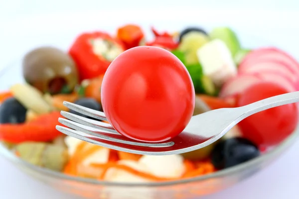 Gabel mit Tomate. — Stockfoto