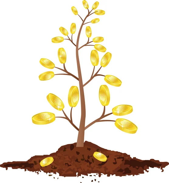 Δέντρο με χρυσά νομίσματα — Διανυσματικό Αρχείο