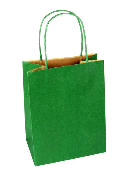 Grøn gavepose på hvid - Stock-foto